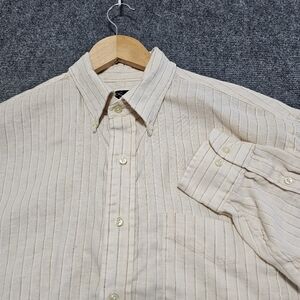 Jos A Bank 100% Linen Shirt Cream Large Long Sleeve Button Up Textured THICK